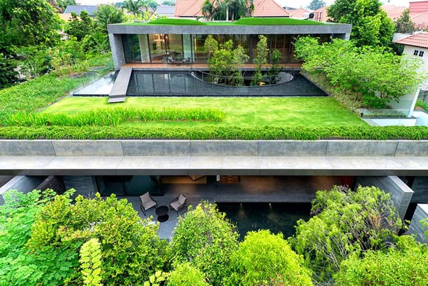 Сингапурская архитектурная студия FARM выполнила дизайн частного дома Wall для двух семей — родителей и одного из их детей.