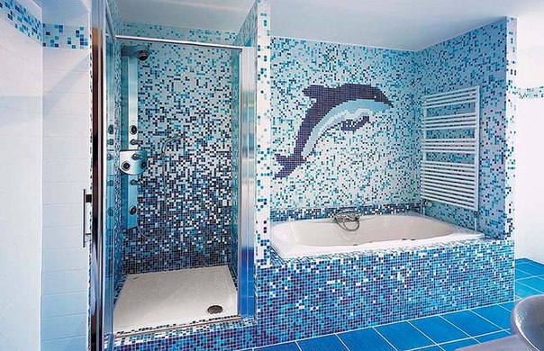 Мозаика в ванной комнате.