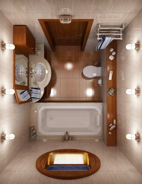 Классический дизайн маленькой ванной комнаты.