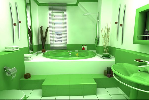 Дизайн Ванной комнаты в зеленом цвете