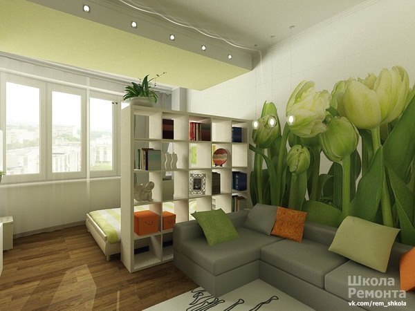 Идея для светлой гостиной + балкон.