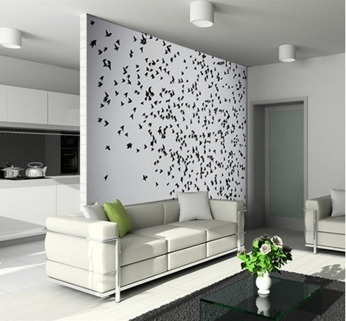 Идея зонирования и использования бабочек на стене.