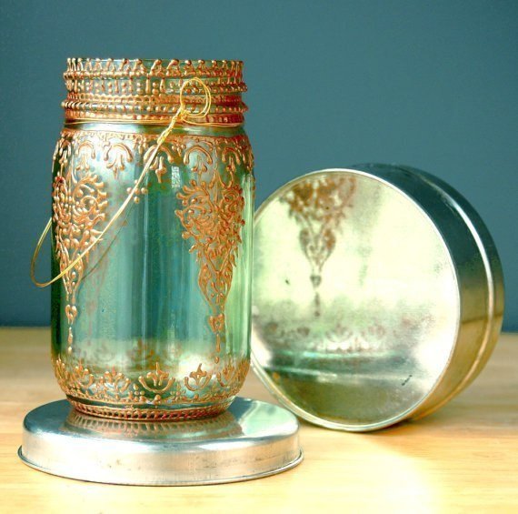 Роспись стеклянных баночек - подсчвечников в марокканском стиле