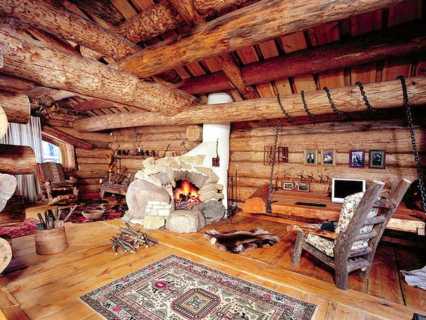 Интерьеры деревянных домов.