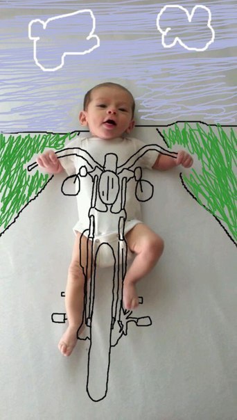 Вот так креативно один папа оформил в программе paint фотографии своего сына.