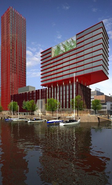 128-метровое Роттердамское #Красное #Яблоко ( Red #Apple ). Это 40-этажное жилое #здание , построенное в так называемой  винной гавани”, на острове, находящемся в центре #Роттердам на реке Маас ( #Нидерланды ). #Foto