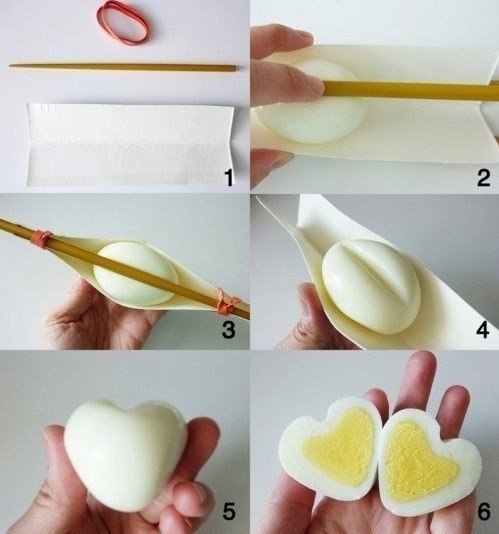 Кулинарный креатив - яйцо в форме сердца.
